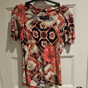 Tribella Women's Short Sleeve Top - Red and Black Floral